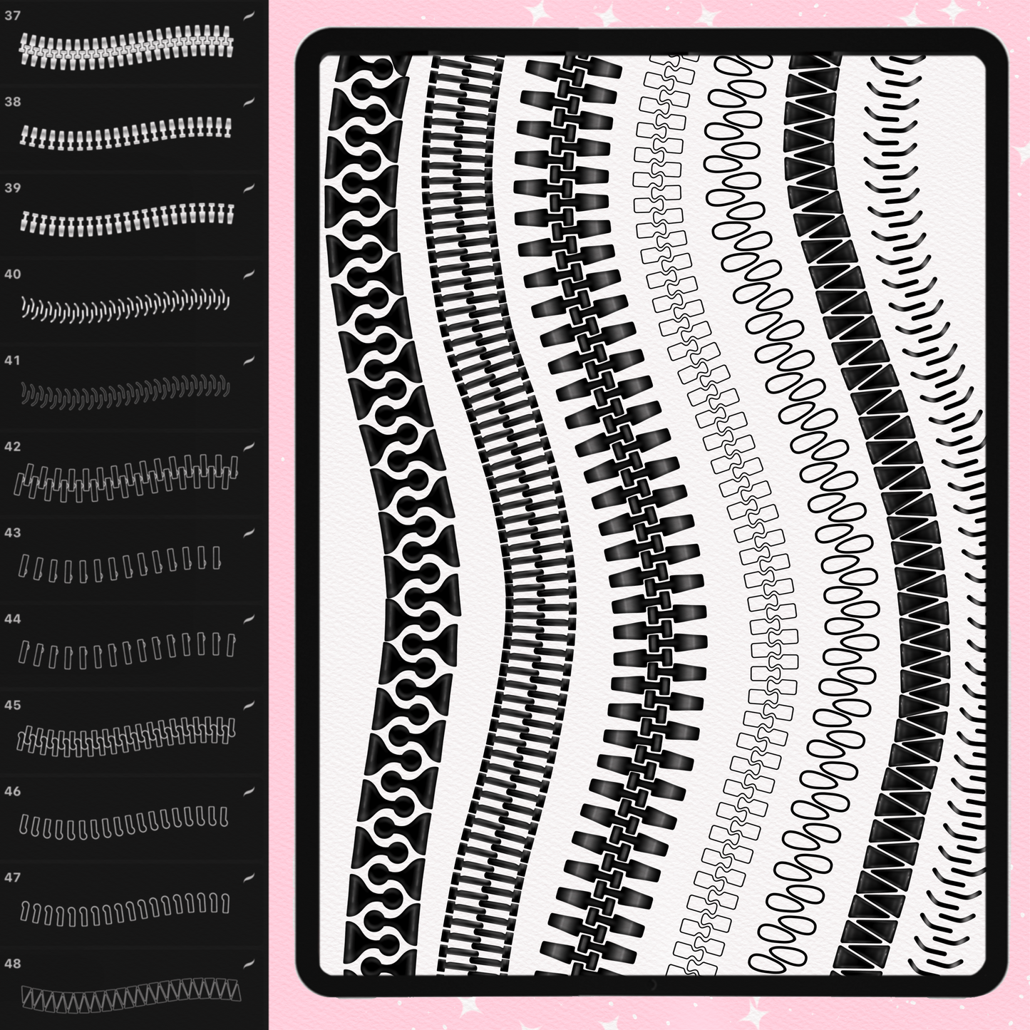 Zipper Brush Set for Procreate – Fashion & Clothes Details for iPad