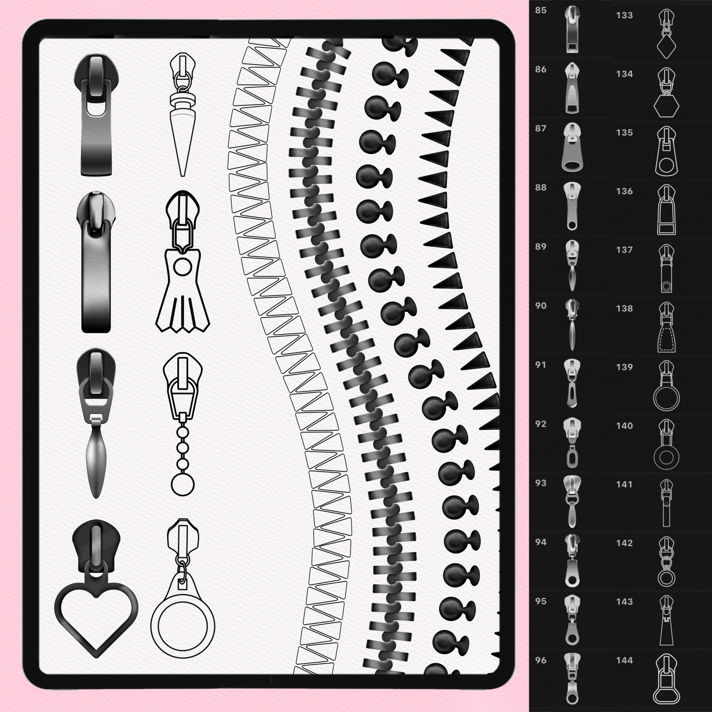 Zipper Brush Set for Procreate – Fashion & Clothes Details for iPad