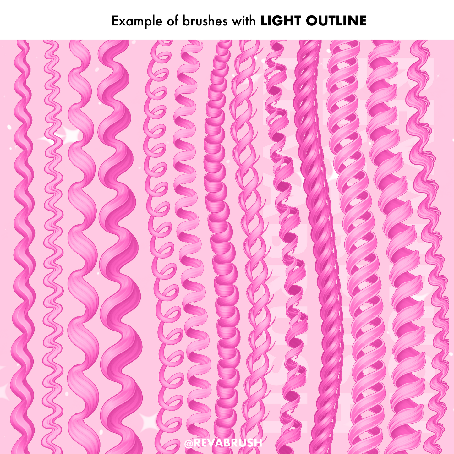 150 Anime Hair Brushes for Procreate – Curly, Outline & Braid Stamps