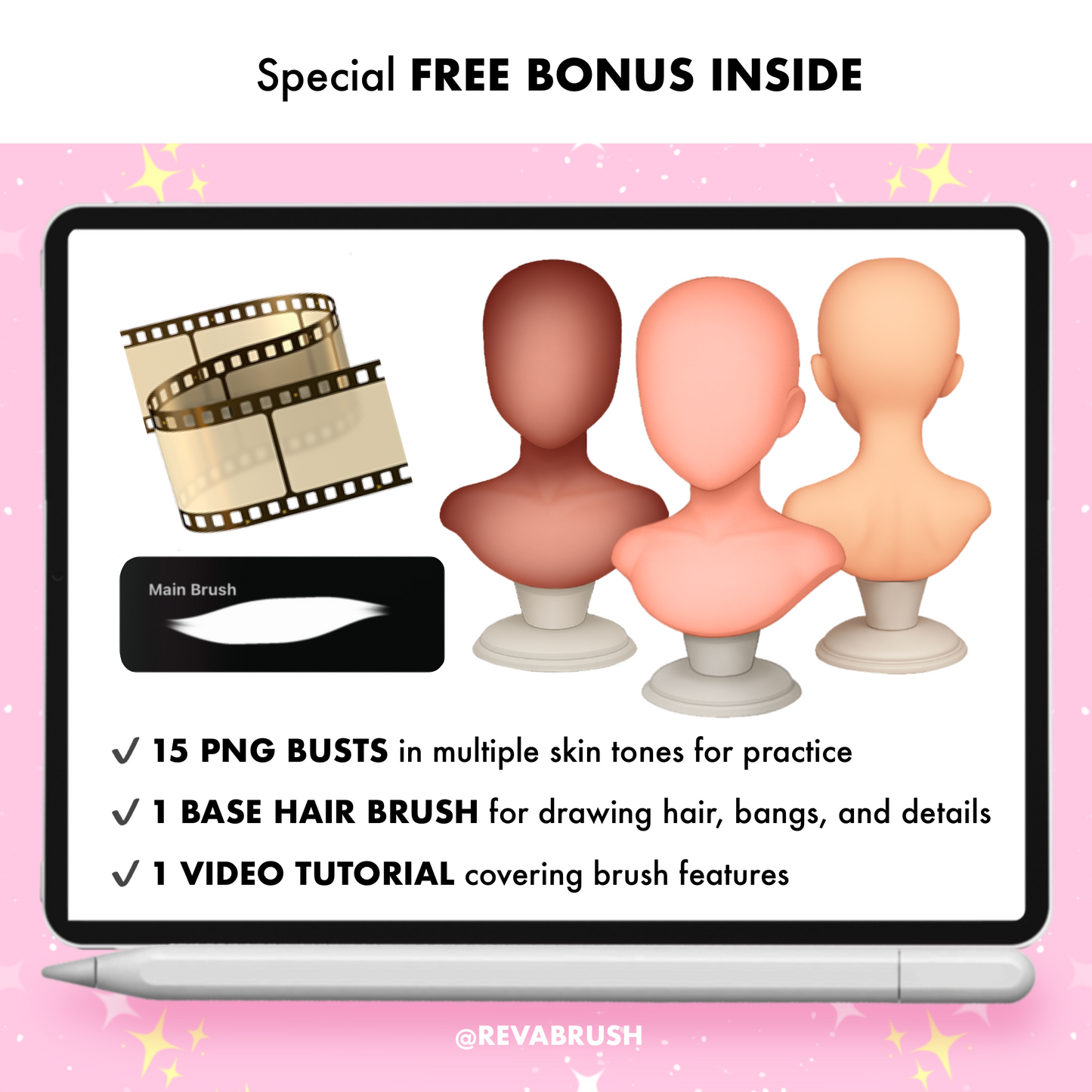 150 Anime Hair Brushes for Procreate – Curly, Outline & Braid Stamps