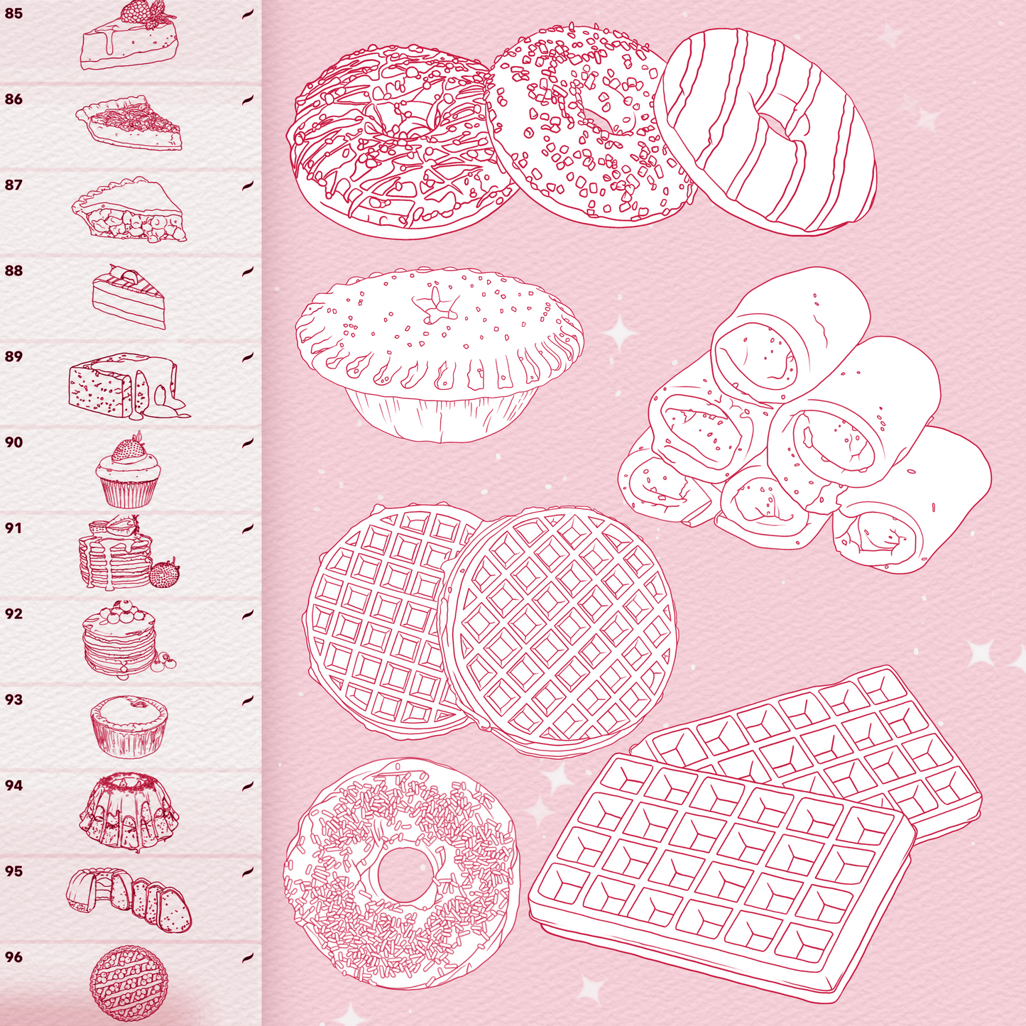 Procreate Sweets 브러시 – 포토샵 베이커리 &amp; 케이크 브러시 | 클립 스튜디오 캔디 &amp; 과일 세트