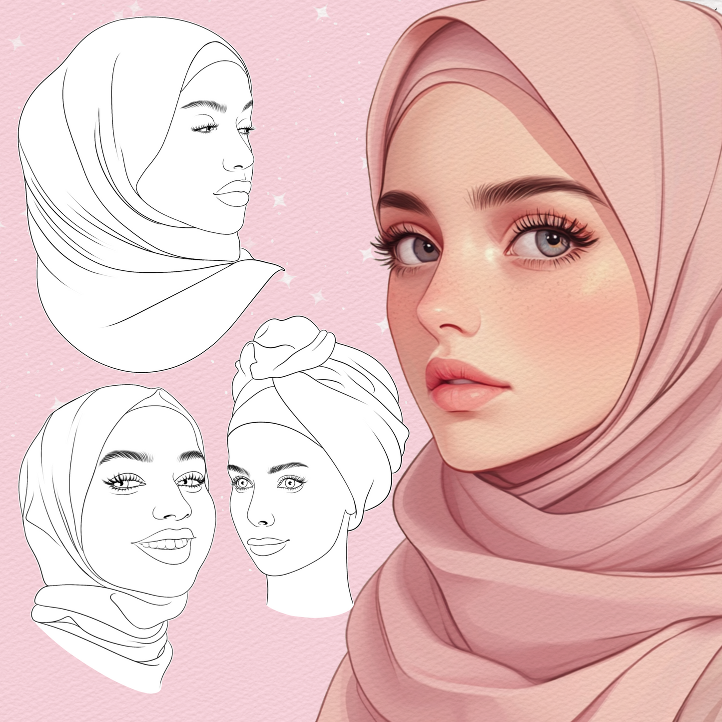 Female Face & Makeup Brushes for Procreate & Photoshop – Portrait & Beauty Set