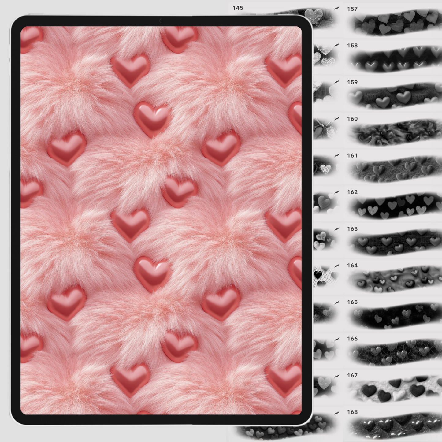 Heart Fabric Texture Brushes for Procreate, Photoshop, Clip Studio