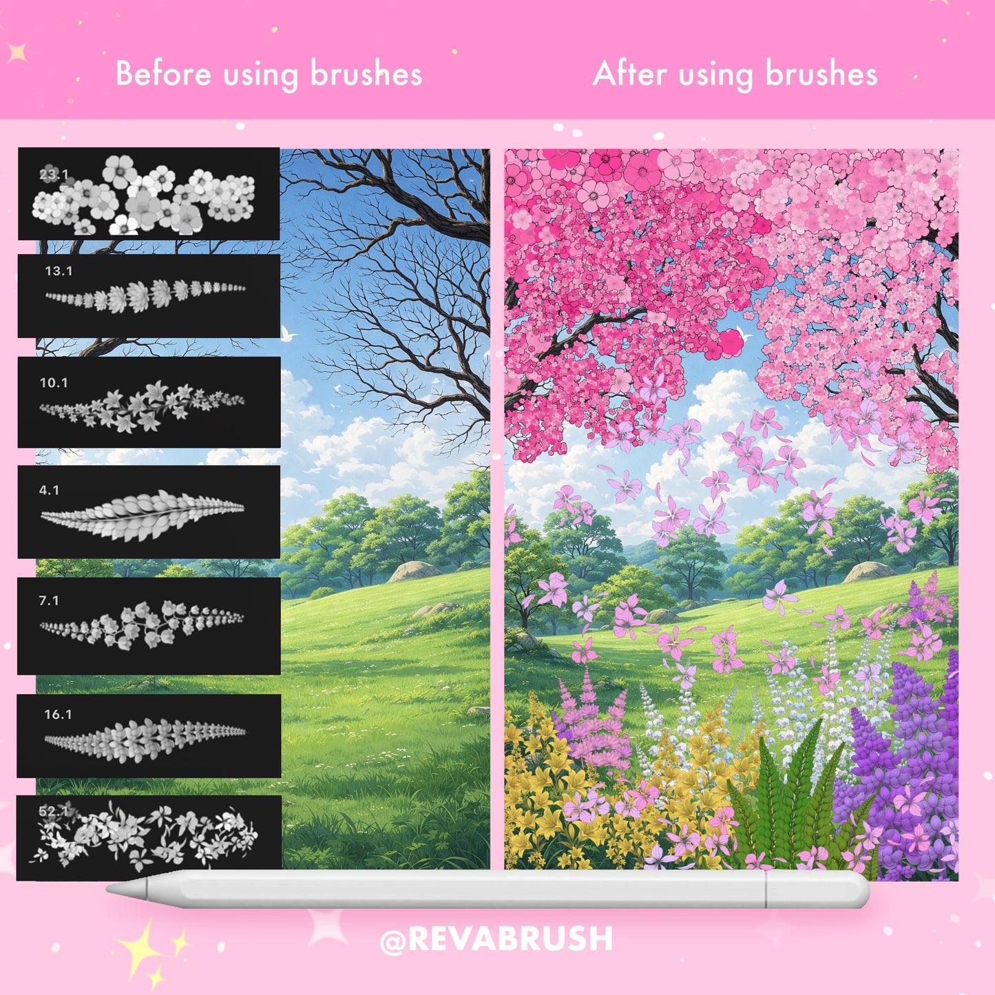 270 Flower Outline Brushes for Procreate – Floral Line Art Stamp Set
