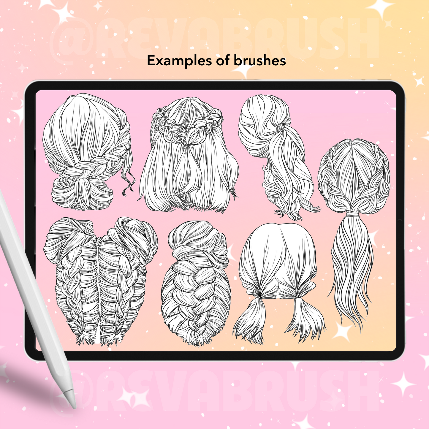 Procreate 애니메이션 헤어 브러시 – 포토샵 및 클립 스튜디오 만화 헤어스타일 및 치비 브러시