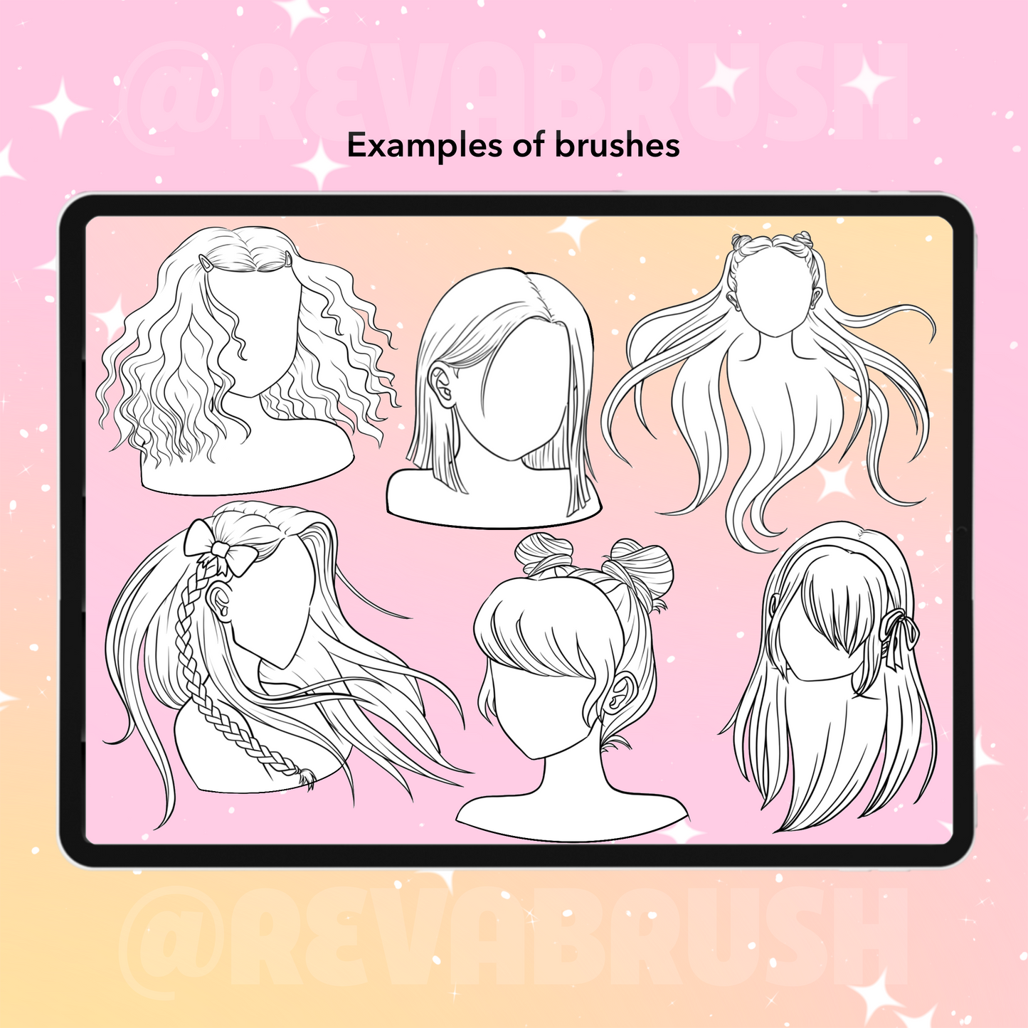 Procreate 애니메이션 헤어 브러시 – 포토샵 및 클립 스튜디오 만화 헤어스타일 및 치비 브러시