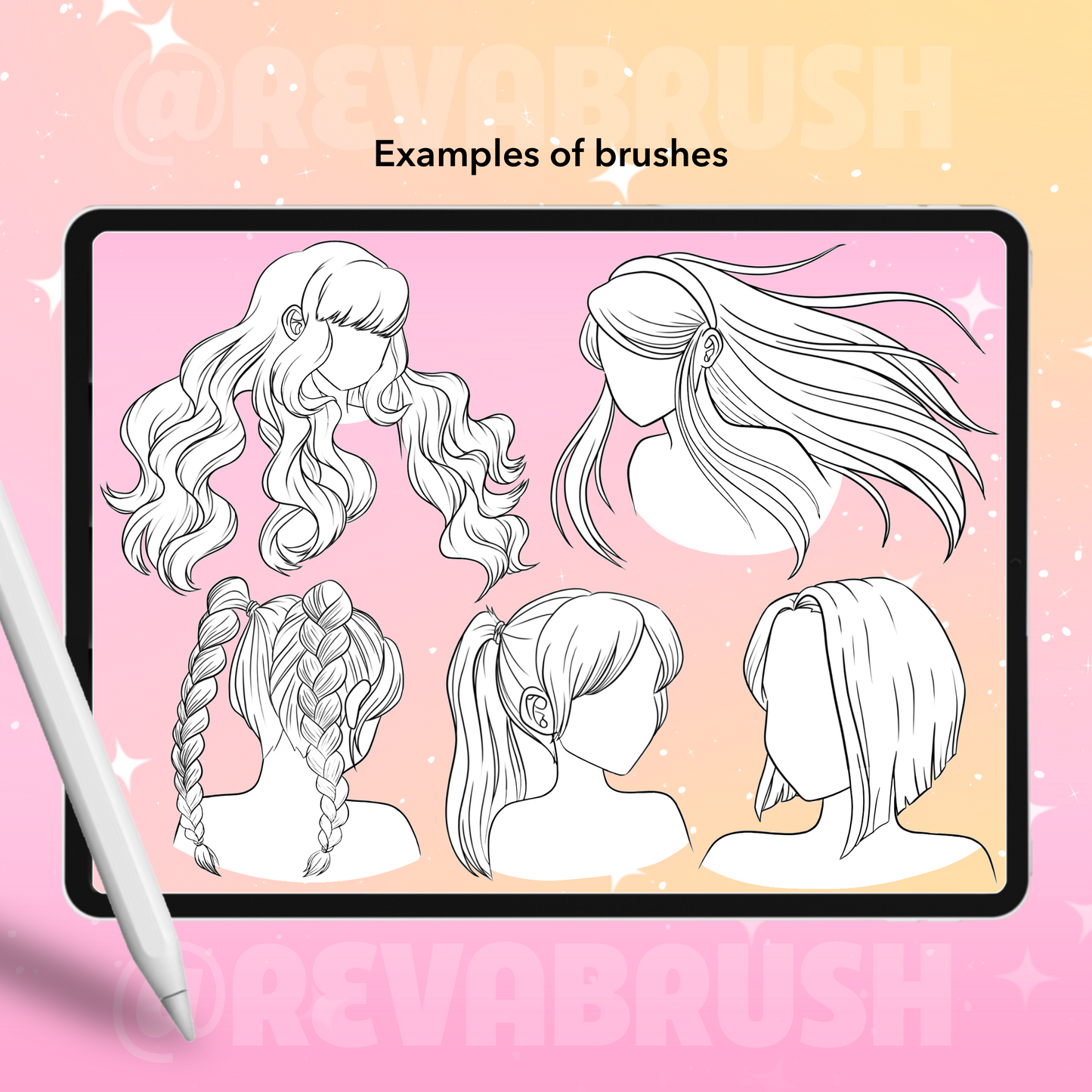Procreate 애니메이션 헤어 브러시 – 포토샵 및 클립 스튜디오 만화 헤어스타일 및 치비 브러시
