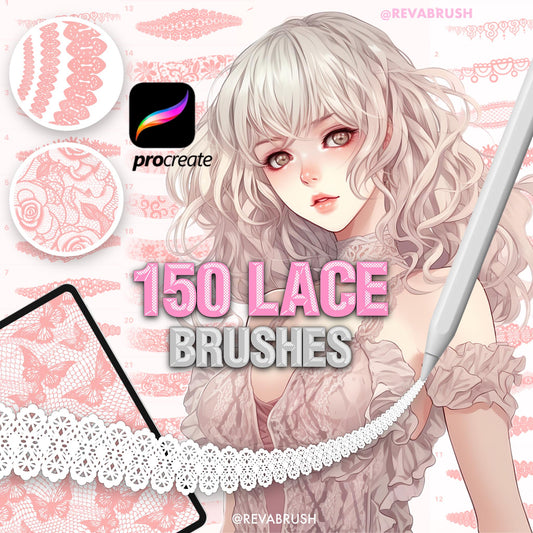 150 Procreate lace brushes for Procreate & Photoshop – cover by Revabrush