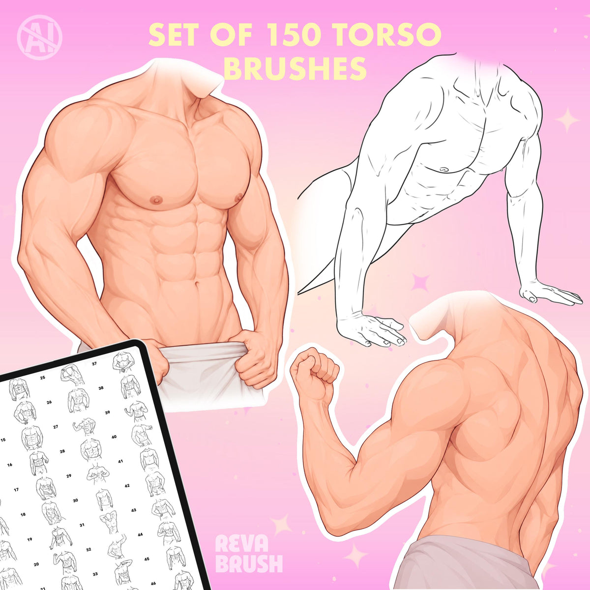 Procreate Male Torso Brushes – preview 2