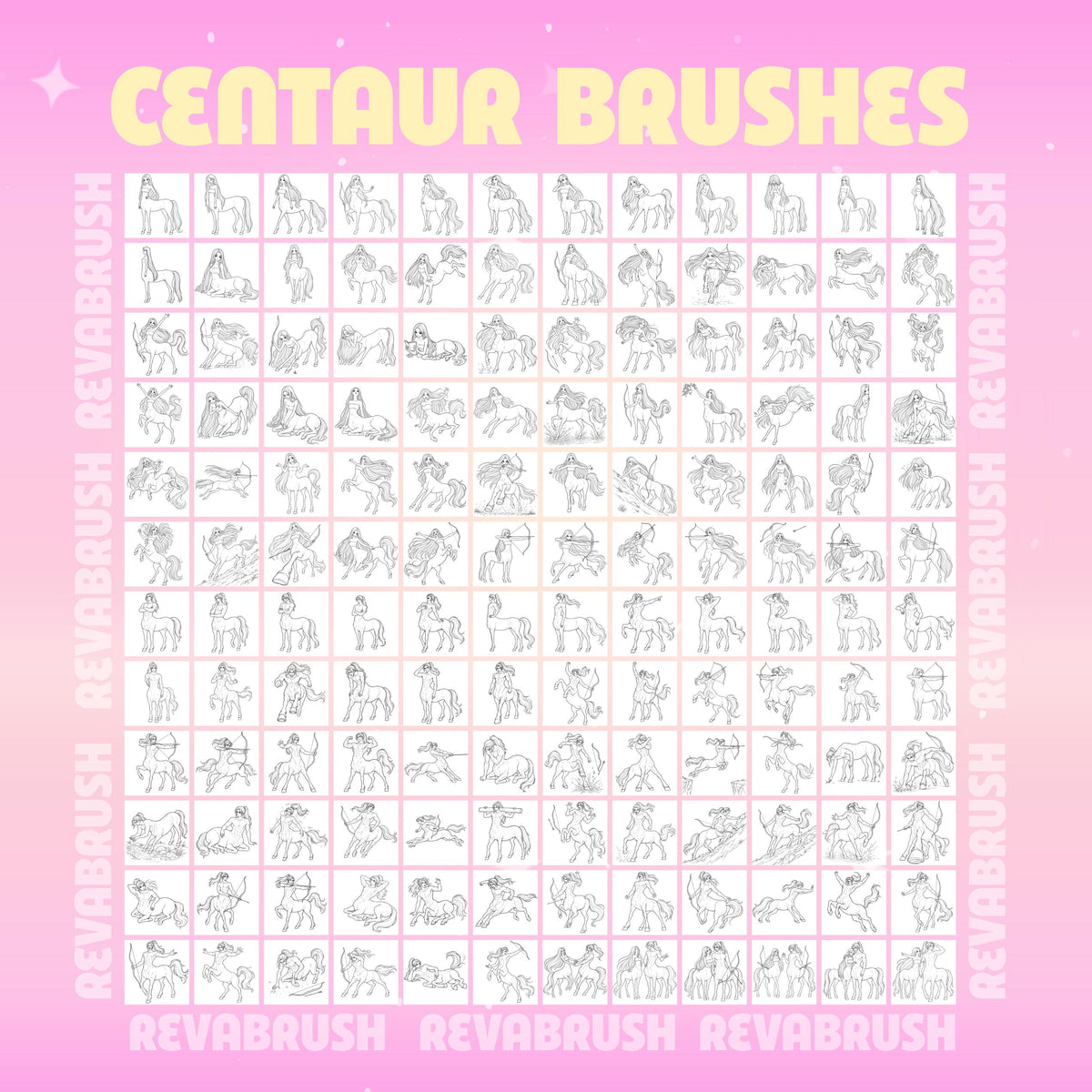 Centaur and furry character pose stamps for Procreate & Photoshop – preview 5