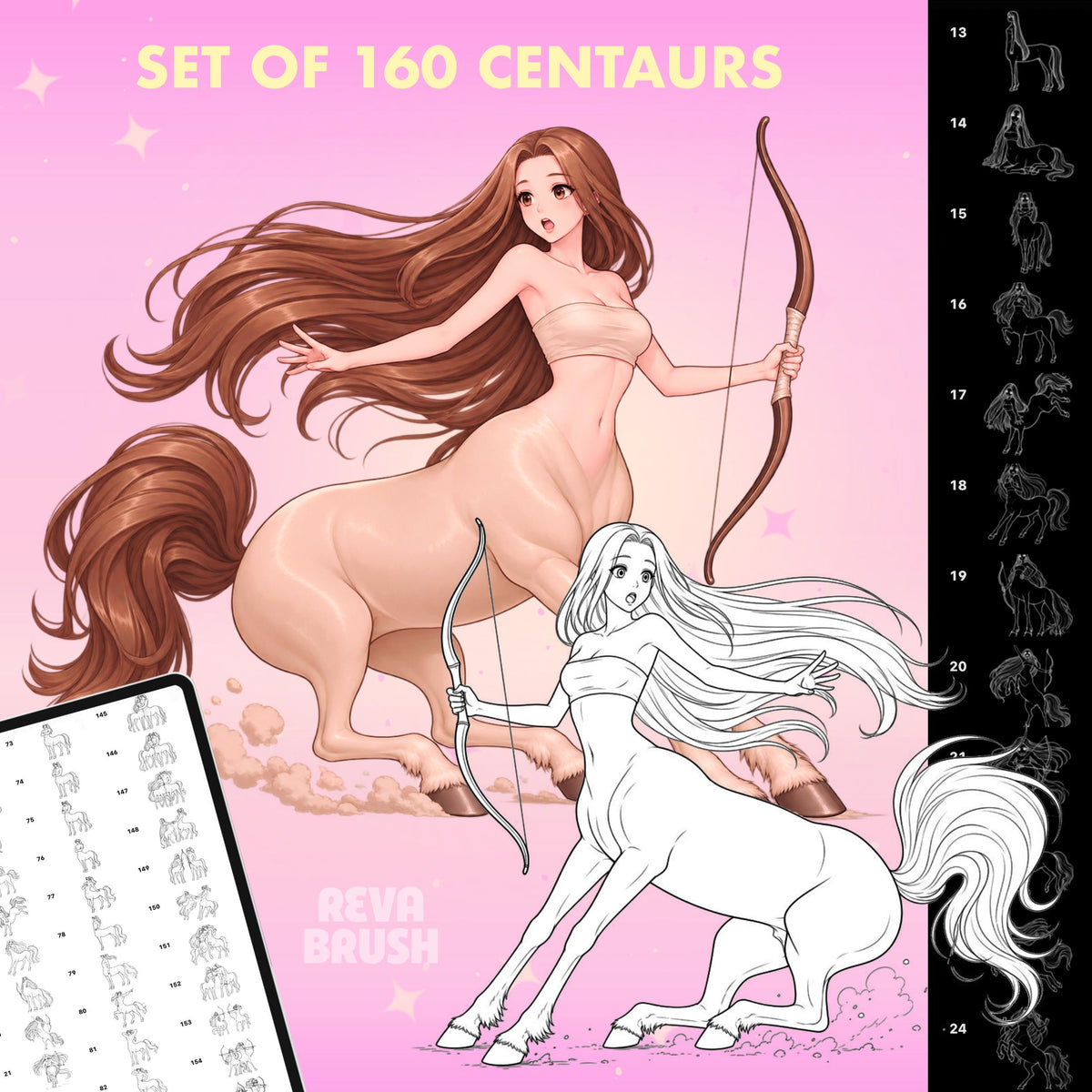 Centaur and furry character pose stamps for Procreate & Photoshop – preview 2