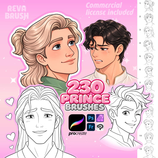 230 Prince Head Brushes – Procreate & Photoshop