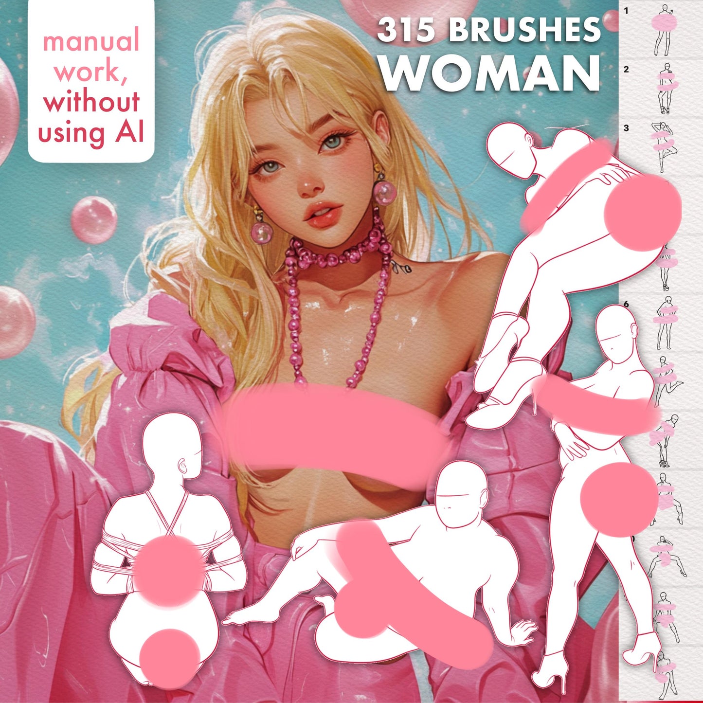 Mature Body pose love brushes for Procreate, Photoshop, Clip Studio