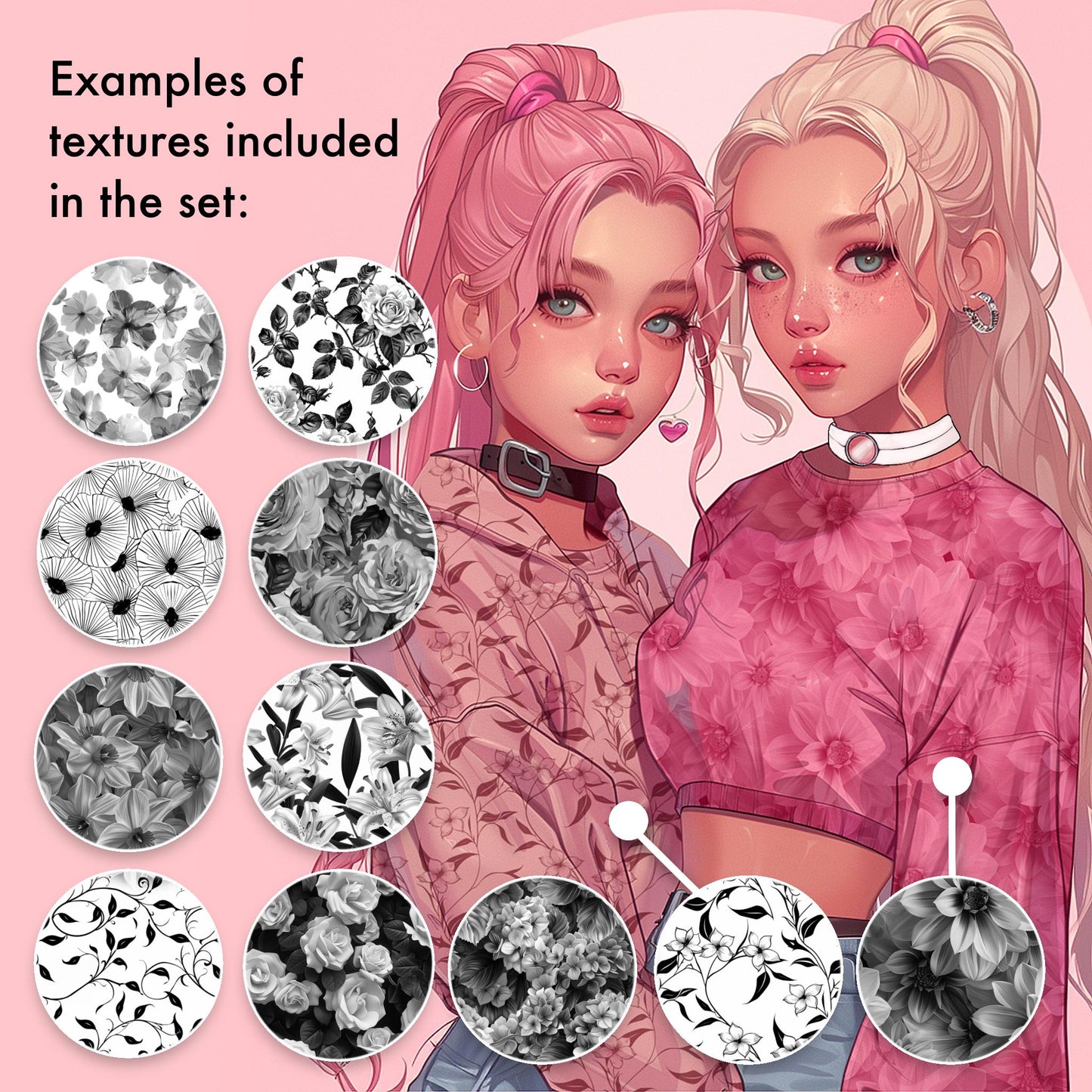 Procreate Flower Textures & Photoshop Fabric Brushes for Digital Art
