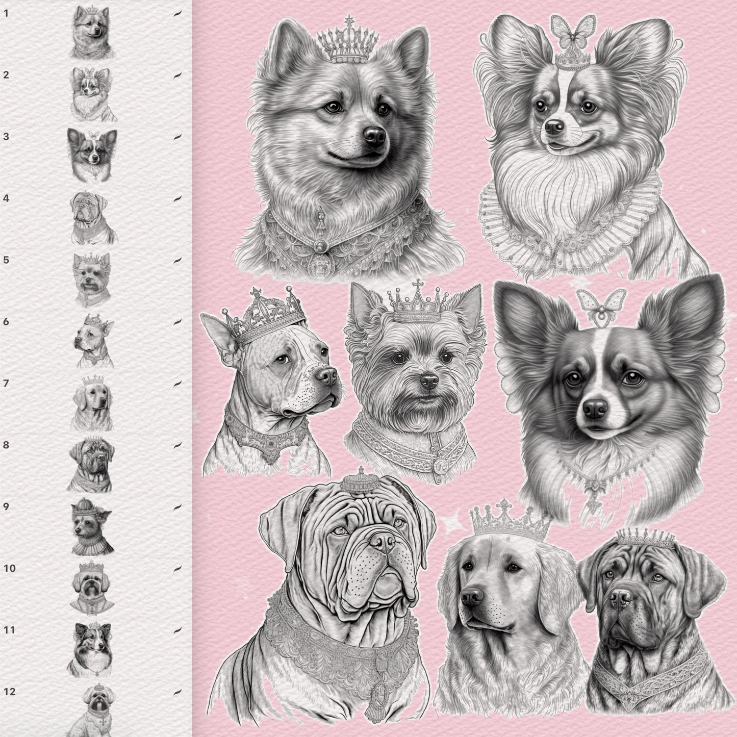 106 Dog & Animal Tattoo Brushes for Procreate, Photoshop – Pet Portrait Set
