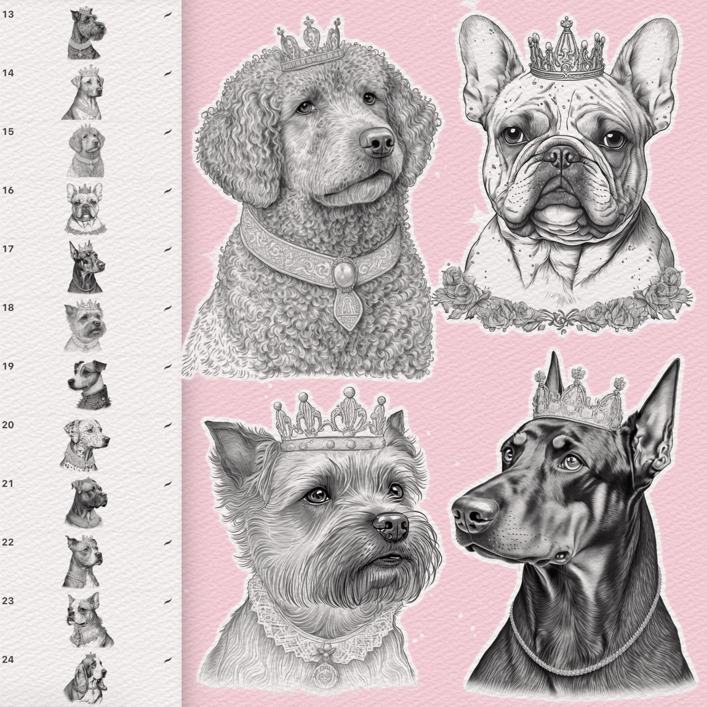 106 Dog & Animal Tattoo Brushes for Procreate, Photoshop – Pet Portrait Set
