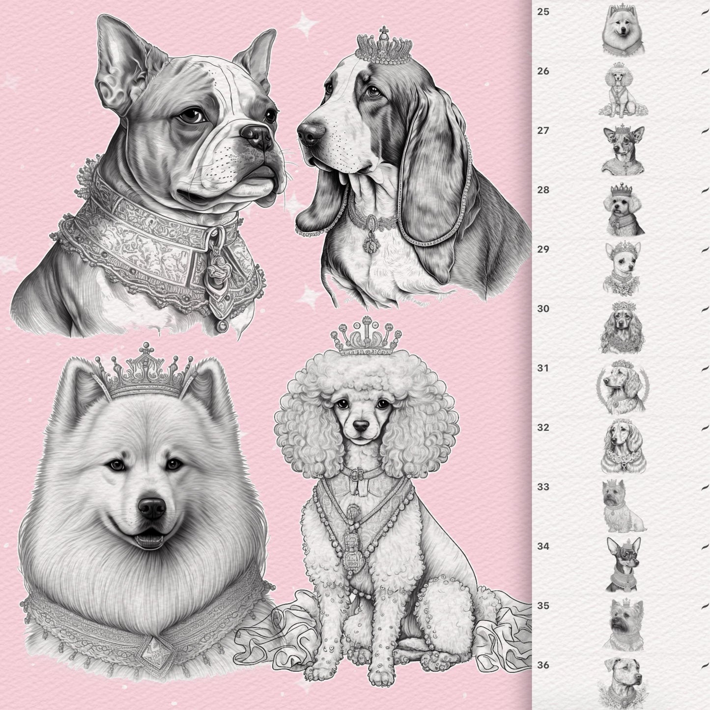 106 Dog & Animal Tattoo Brushes for Procreate, Photoshop – Pet Portrait Set