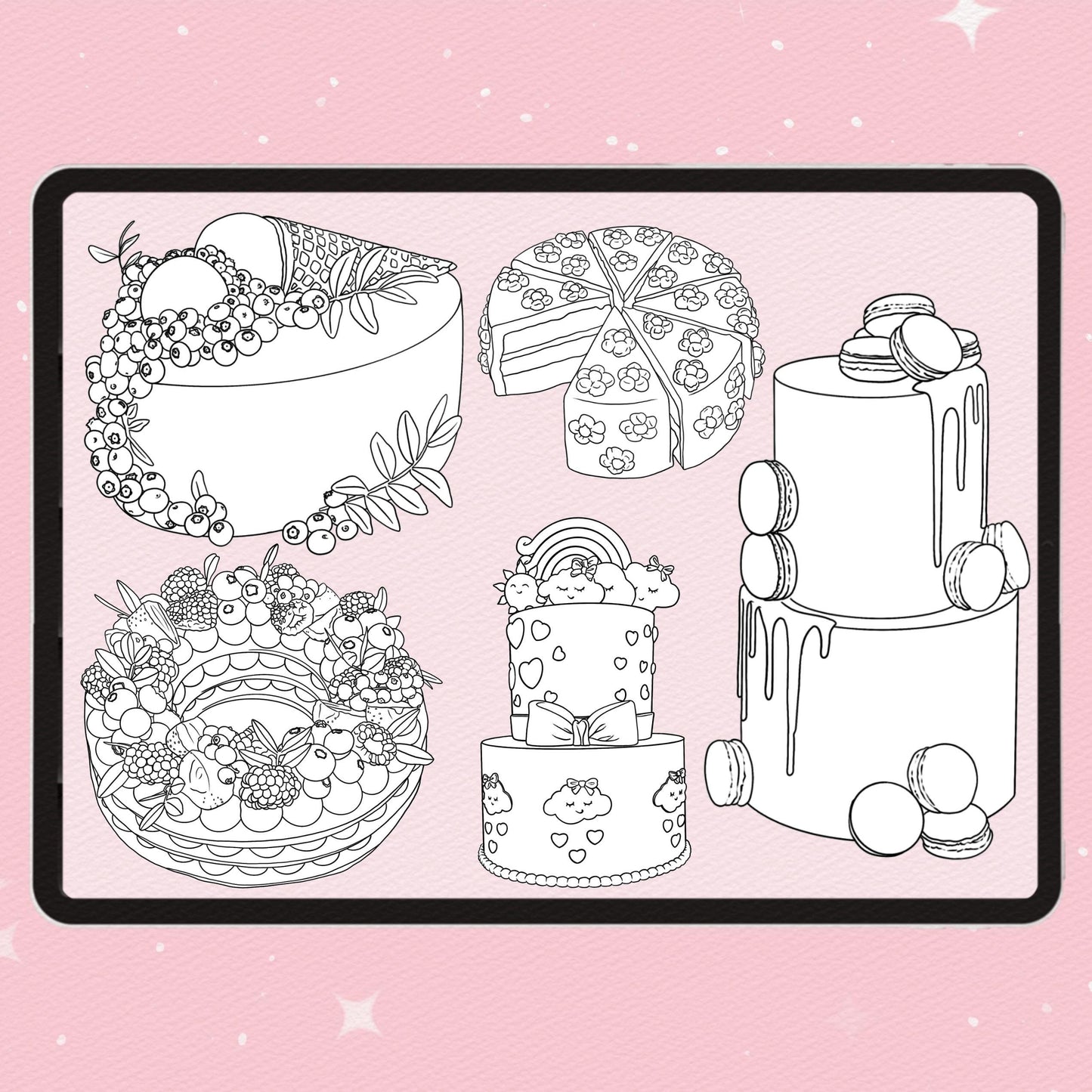 45 Cake & Sweet Bakery Brushes for Procreate & Photoshop – Cupcakes & Food Set