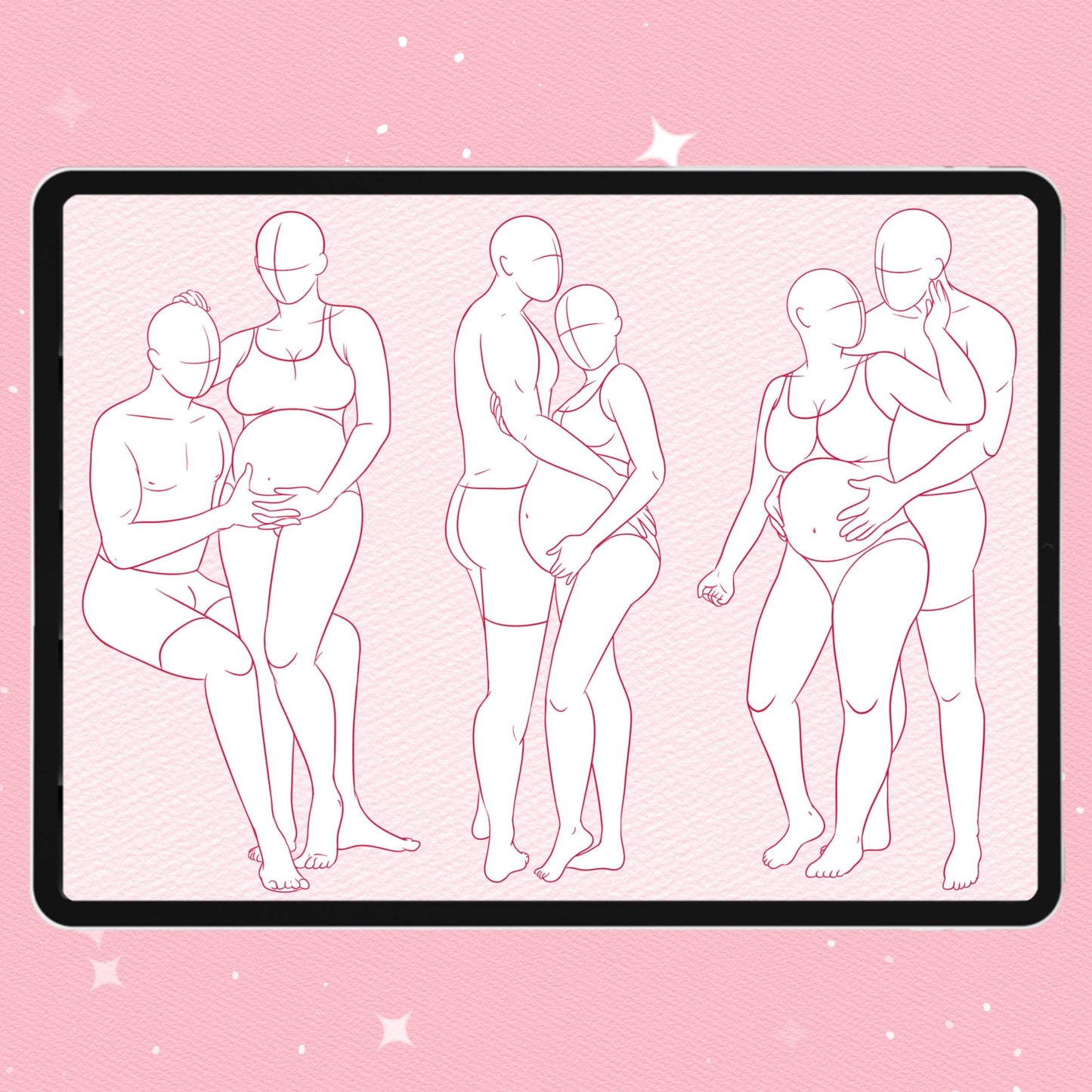 50 Pregnant Couple & Family Pose Brushes for Procreate & Photoshop – Love & Maternity Set