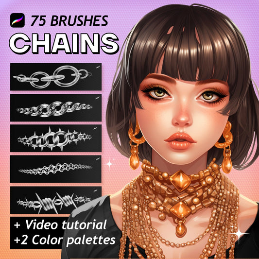Procreate Chains Fashion brushes. Procreate Necklace Jewellery brushes