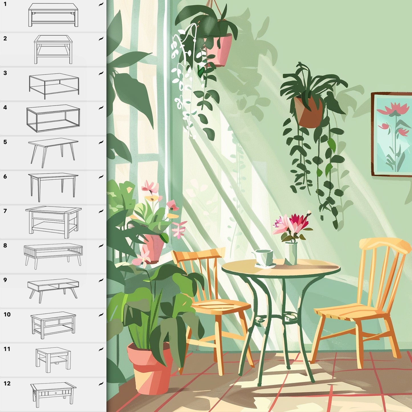 65 Interior & Table Brushes for Procreate & Photoshop – Furniture & Decor Set