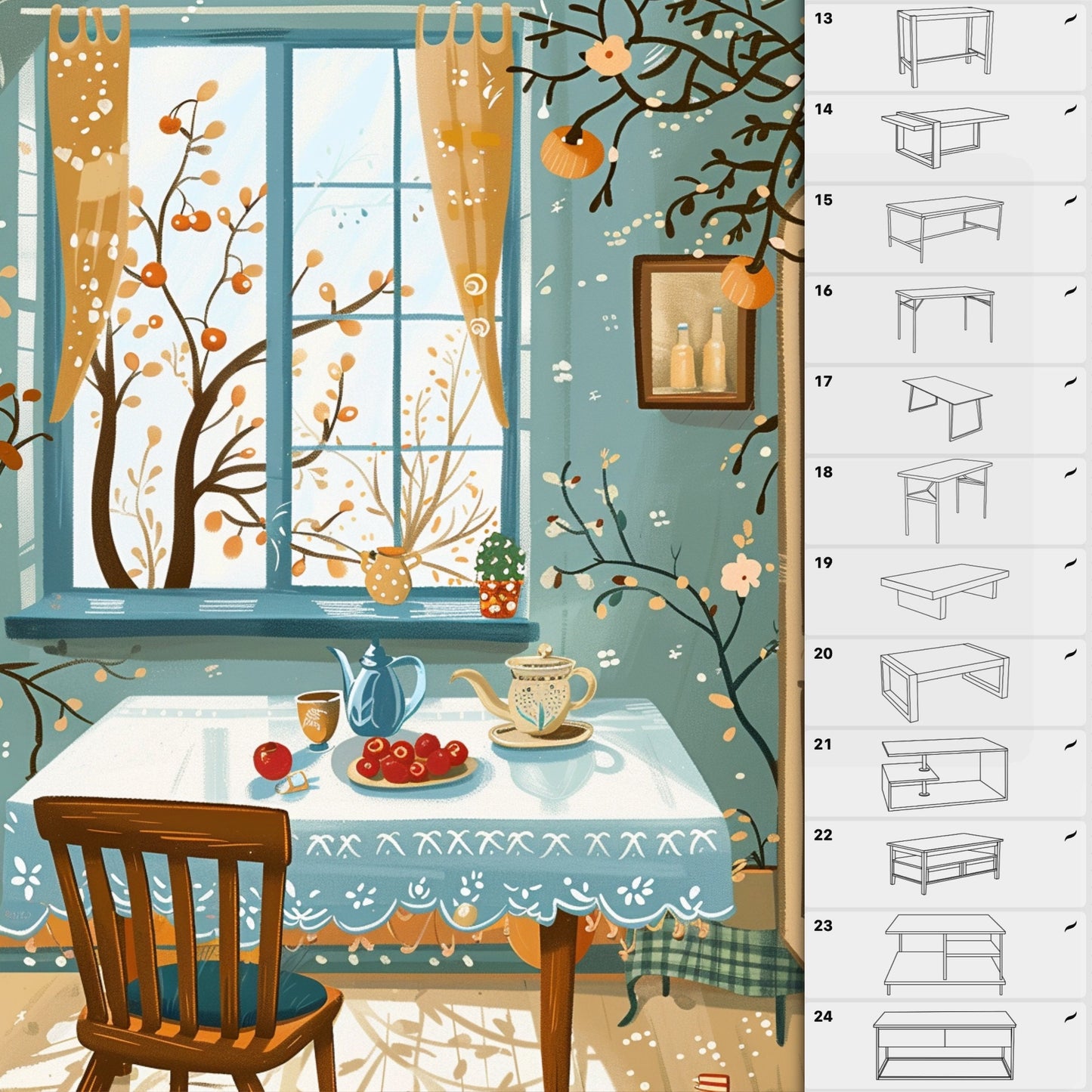 65 Interior & Table Brushes for Procreate & Photoshop – Furniture & Decor Set