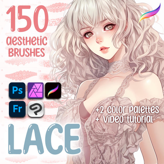 Procreate Lace & Photoshop Fabric Brushes – Elegant Textile Brush Set for Clip Studio & More