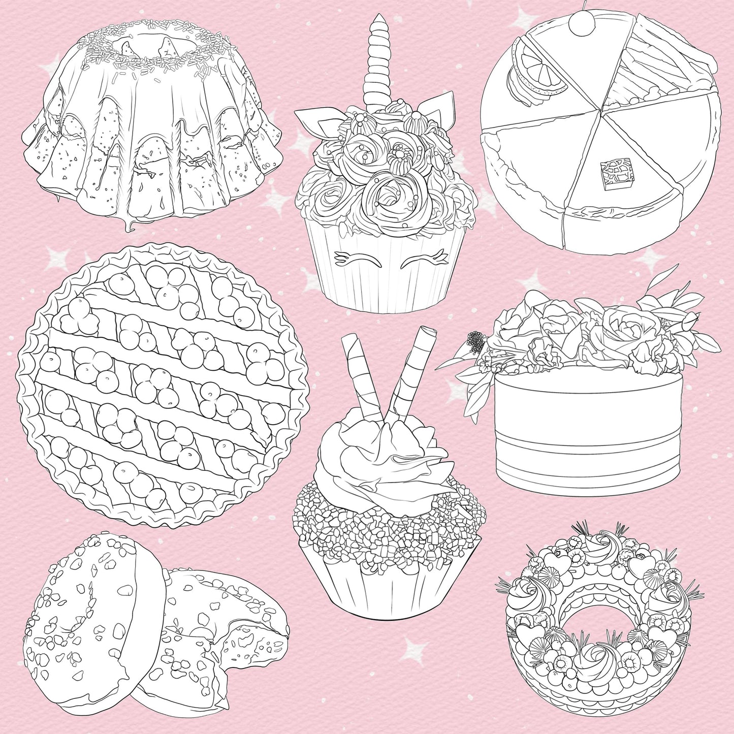 Procreate Sweets Brushes – Photoshop Bakery & Cake Brushes | Clip Studio Candy & Fruit Set