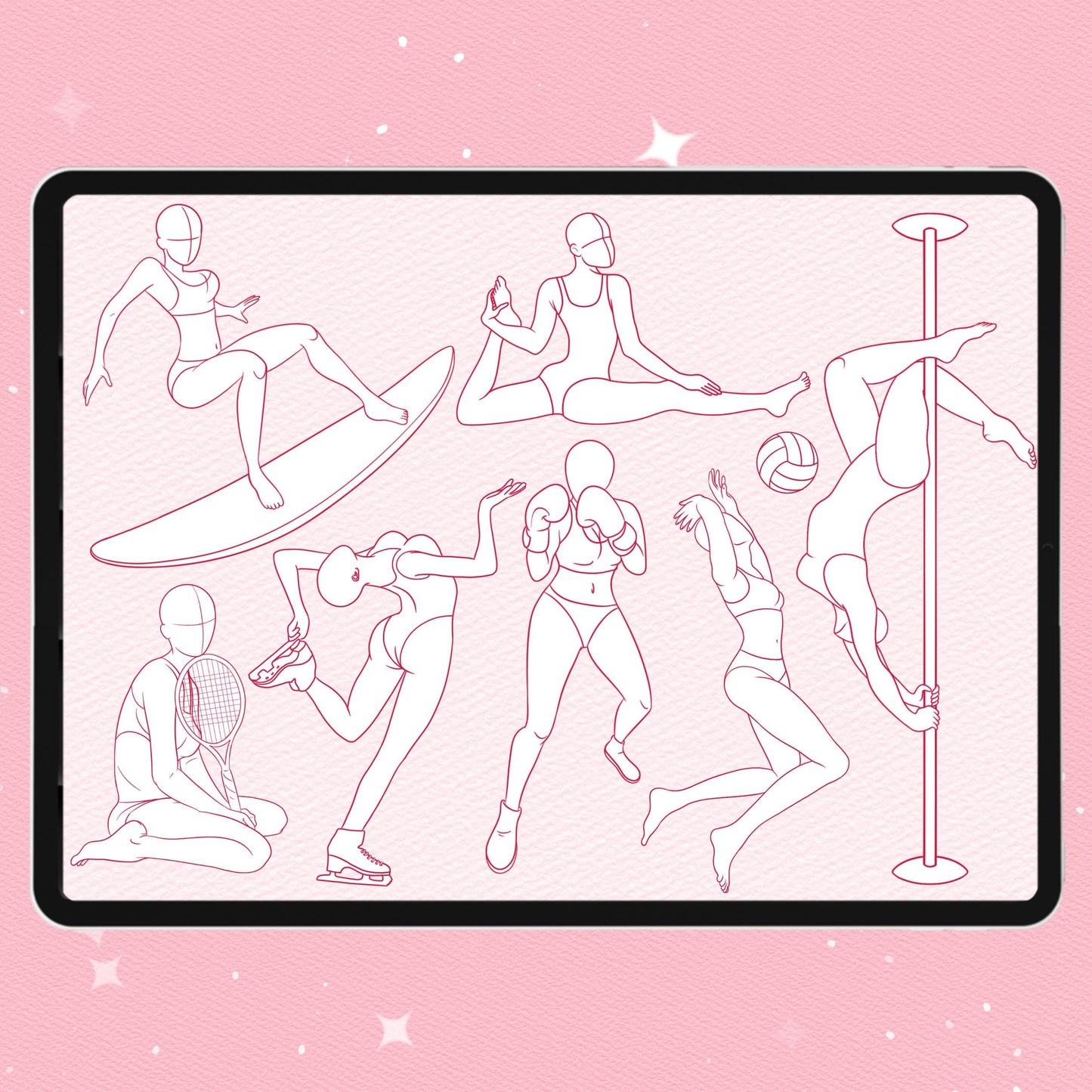 260 Female Sports Pose Brushes for Procreate & Photoshop – Pole Dance, Yoga & More