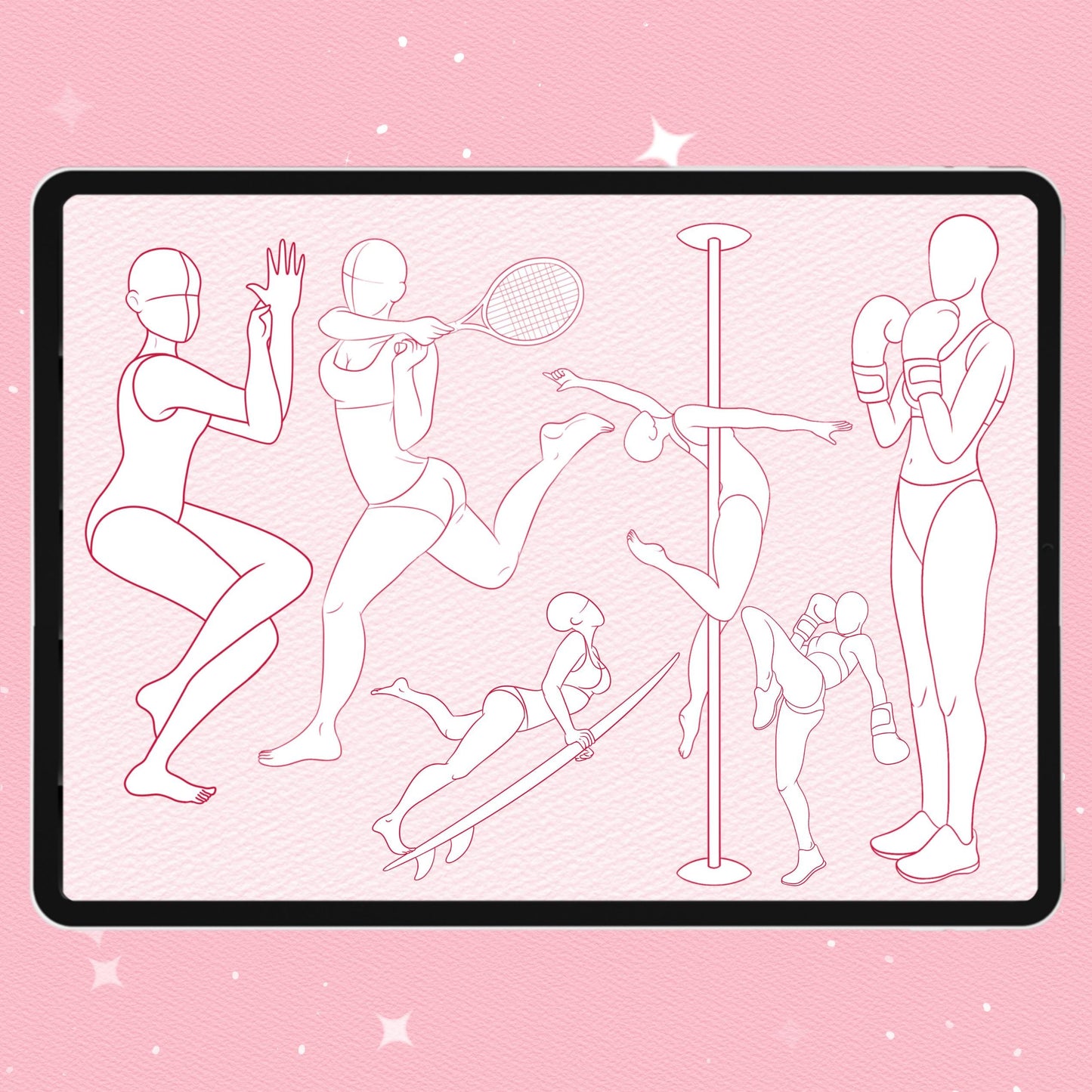 260 Female Sports Pose Brushes for Procreate & Photoshop – Pole Dance, Yoga & More