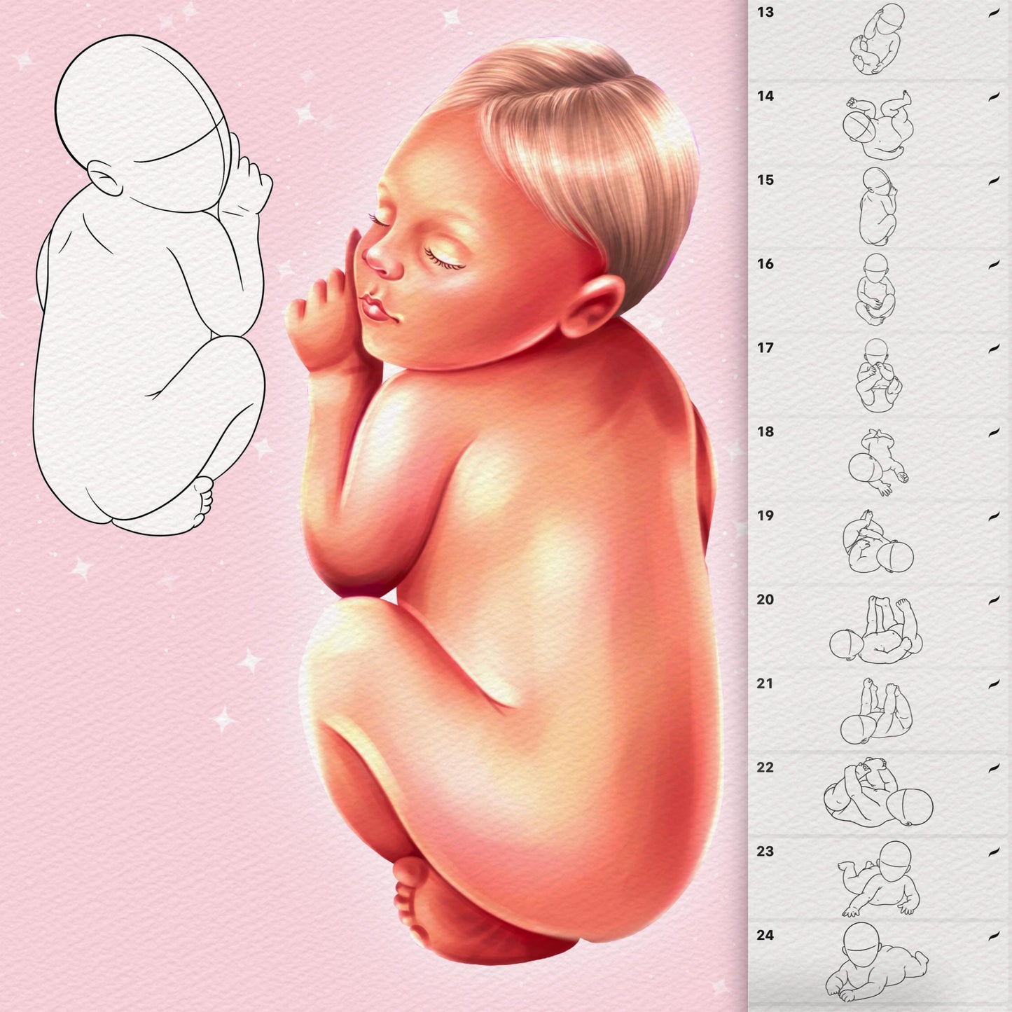 Procreate &amp; Photoshop용 45가지 모성 및 아기 브러시 – Soft Sketch Style