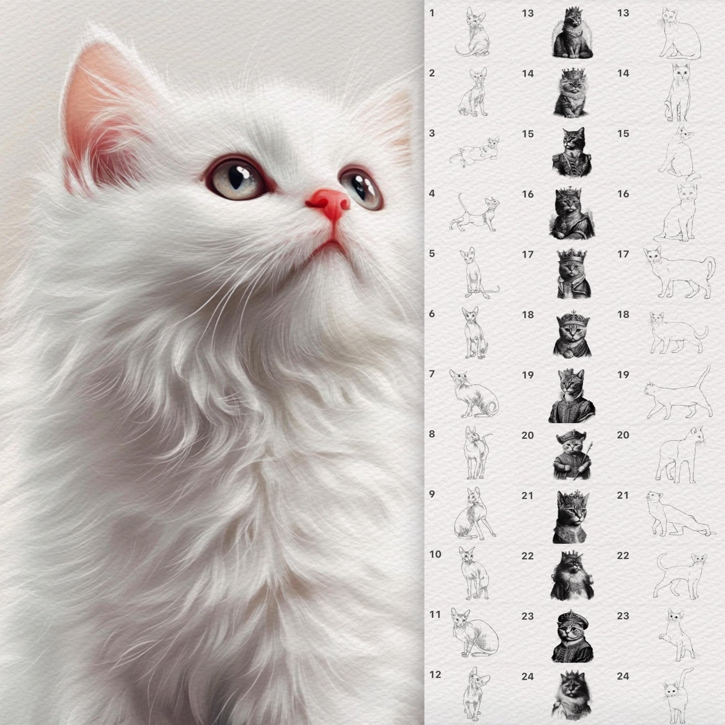 Cat Brushes for Procreate – Fluffy, Sphynx, and Cute Animal Stamps for Photoshop & Clip Studio