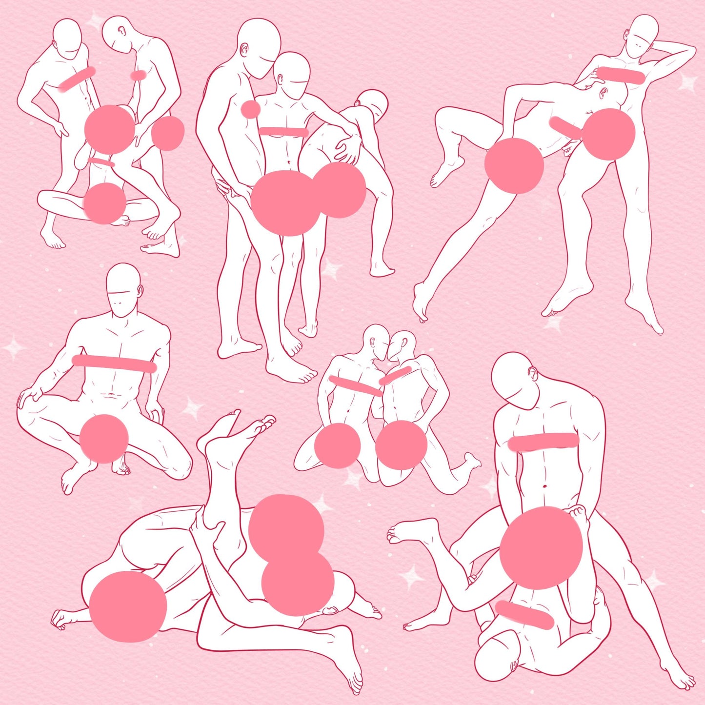 Gay Couple Brushes for Procreate – Male Pose Stamps for Photoshop & Clip Studio