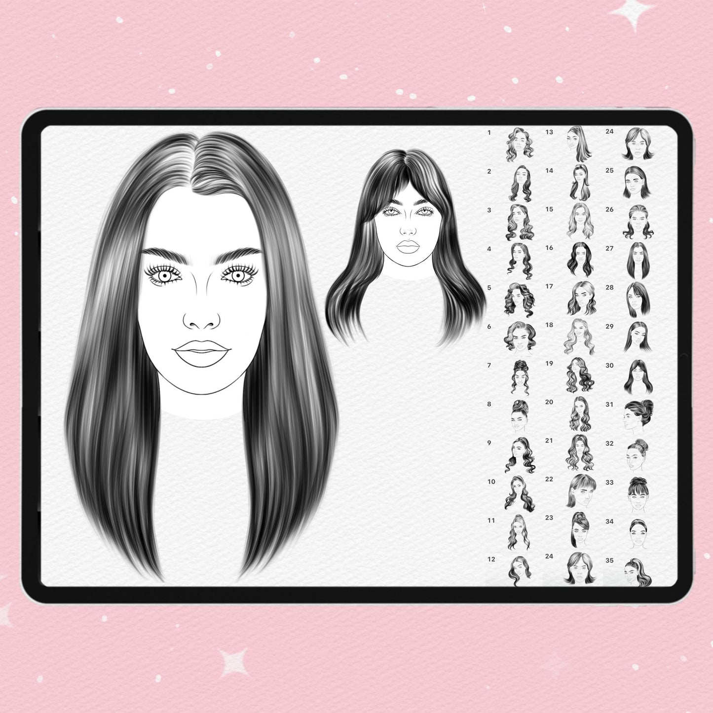 35 Female Face & Portrait Brushes for Procreate & Photoshop – Makeup & Guides