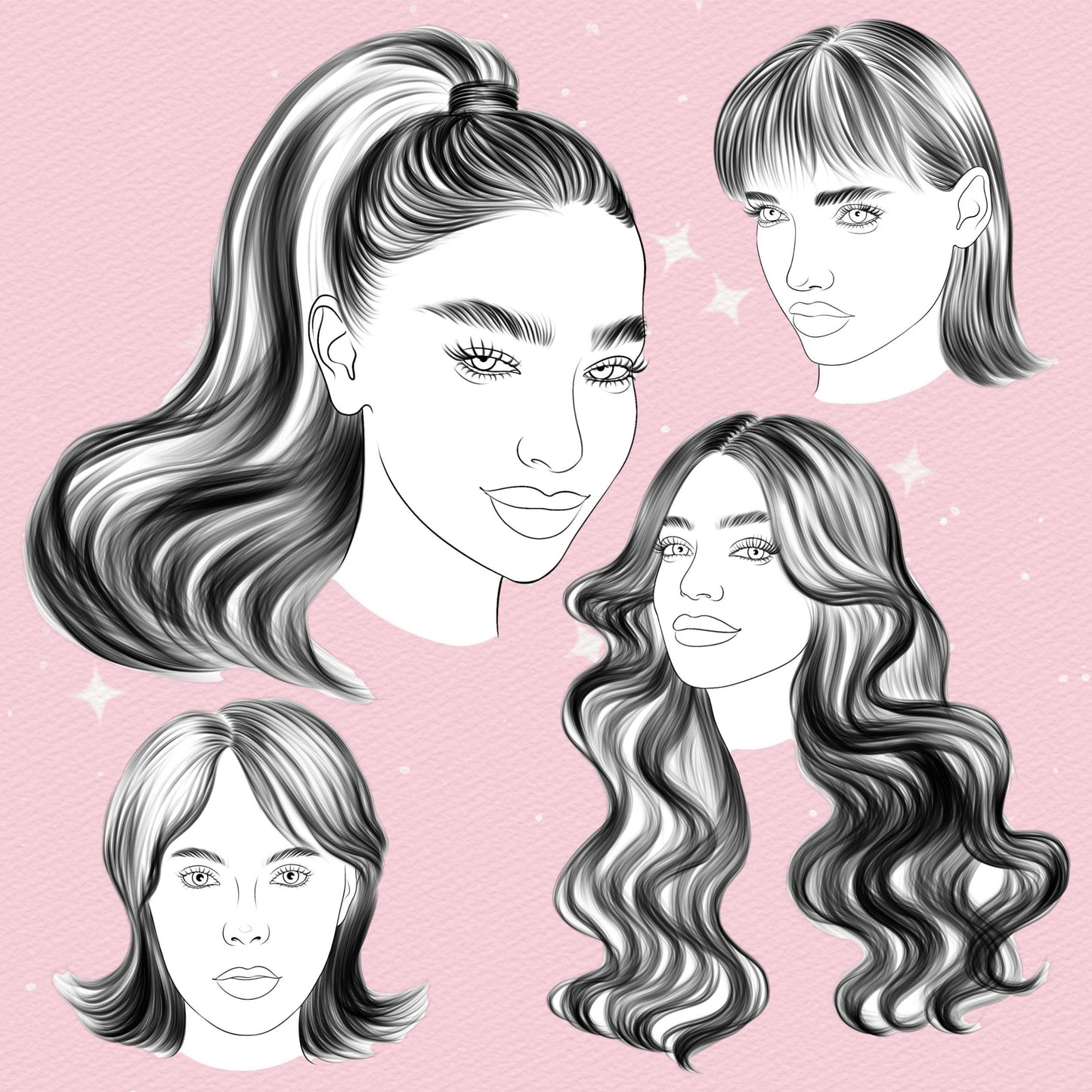 35 Female Face & Portrait Brushes for Procreate & Photoshop – Makeup & Guides