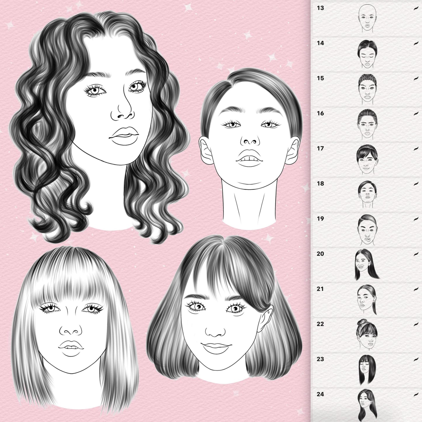35 Asian Face & Portrait Brushes for Procreate & Photoshop – Korean, Japanese, Chinese Style