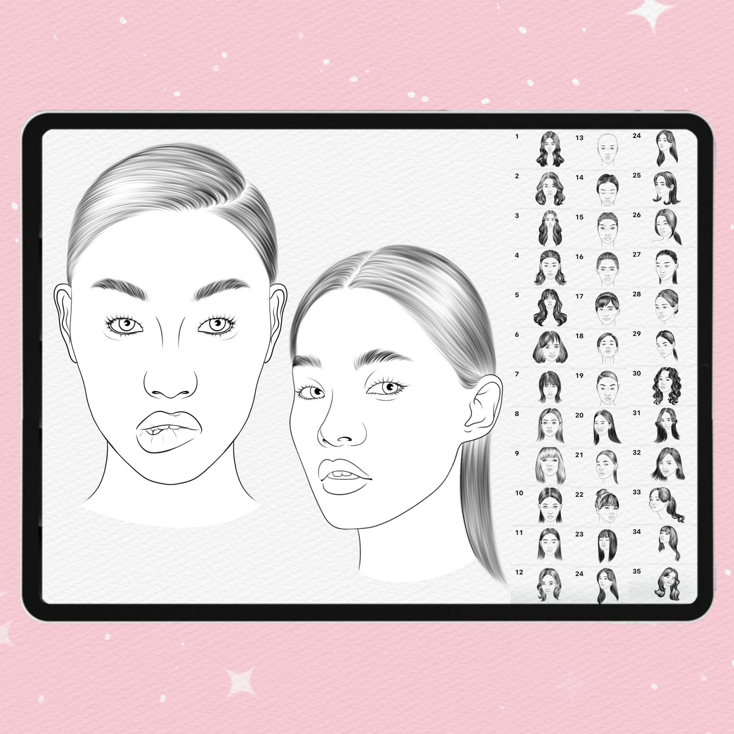 35 Asian Face & Portrait Brushes for Procreate & Photoshop – Korean, Japanese, Chinese Style