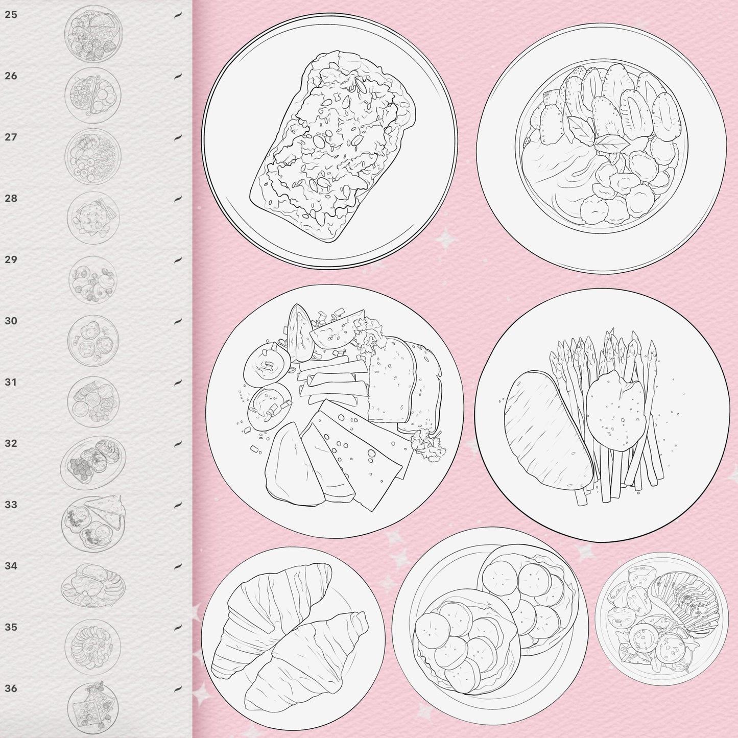 80 Food & Picnic Brushes for Procreate & Photoshop – Breakfast & Veggie Set