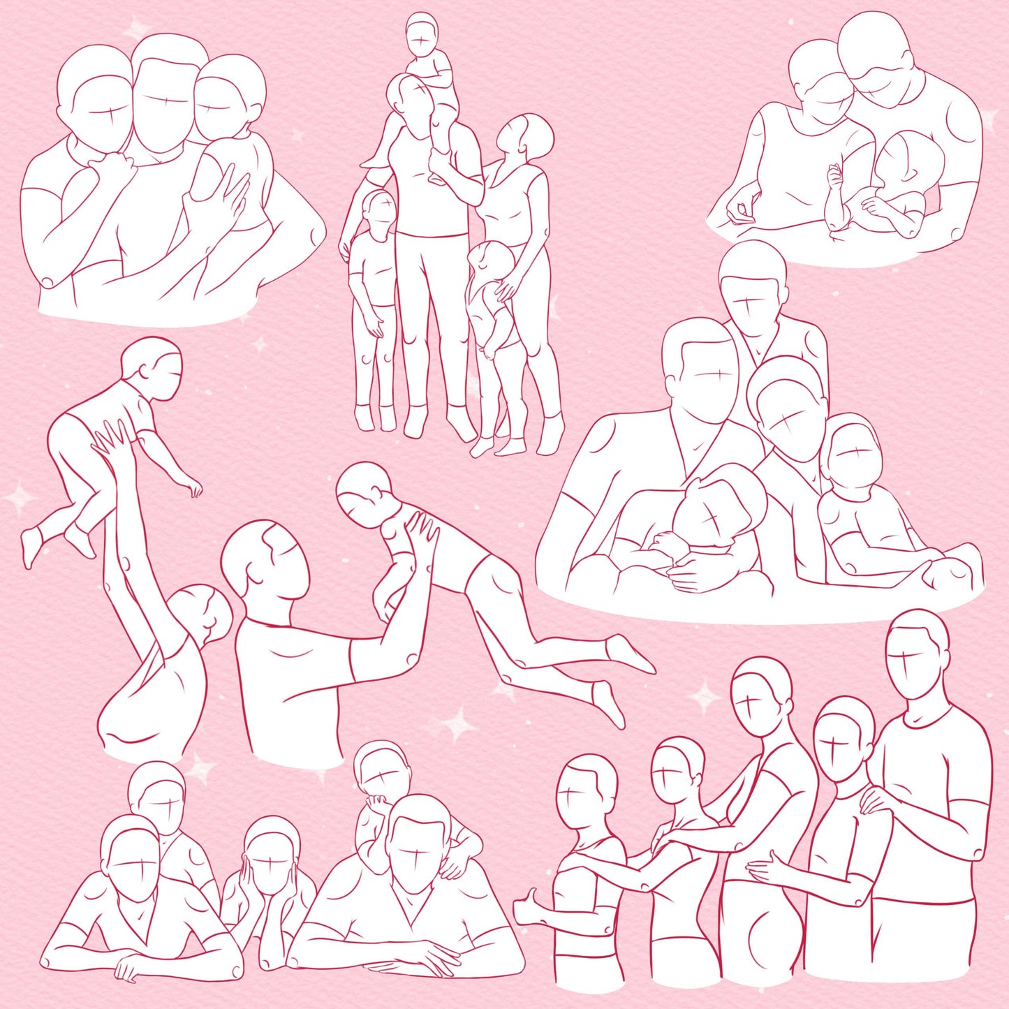 Family, Couple & Pregnancy Brushes for Procreate & Photoshop – Kids & Love Stamp Set
