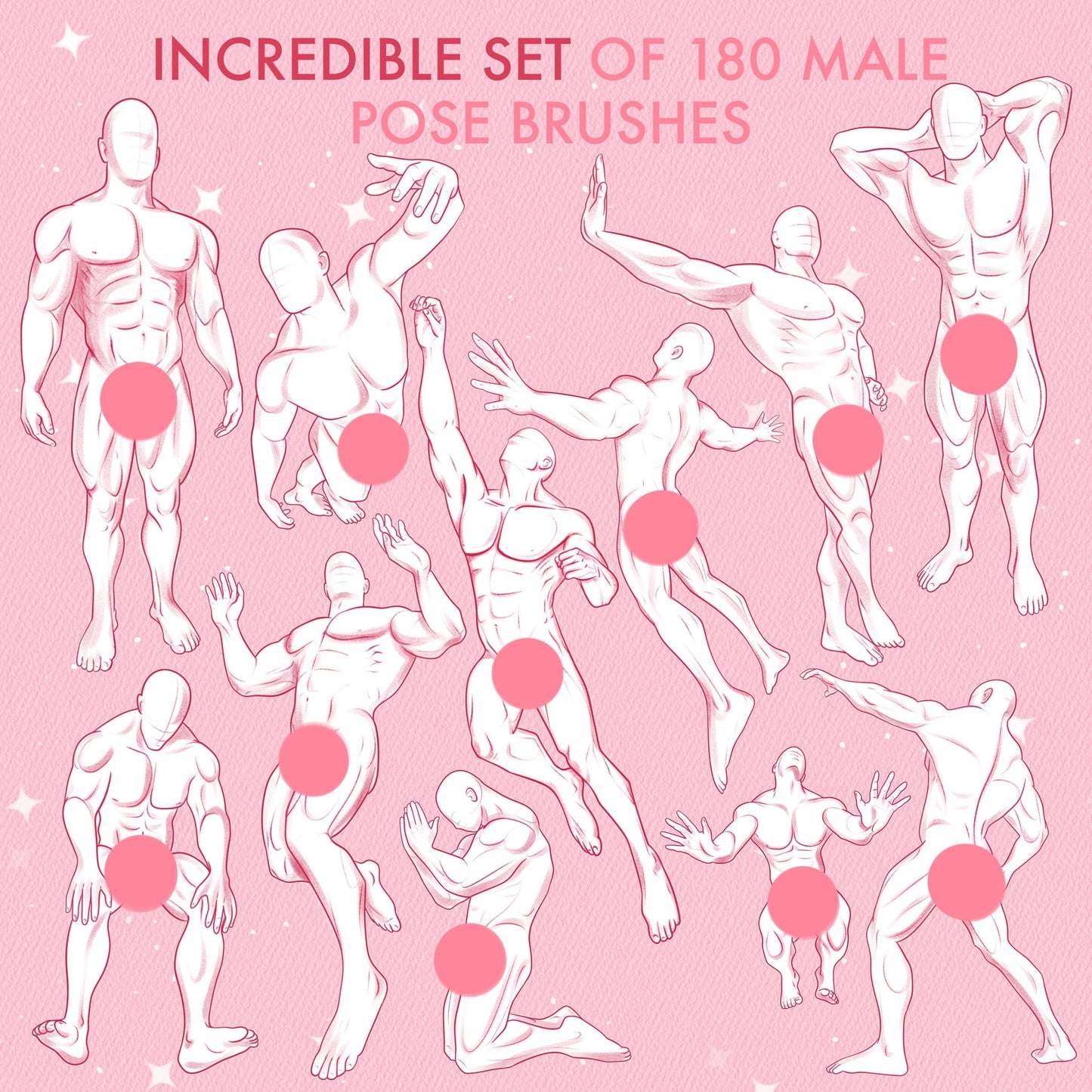 Male Pose & Anatomy Brushes – Procreate, Photoshop & Clip Studio Body Stamps