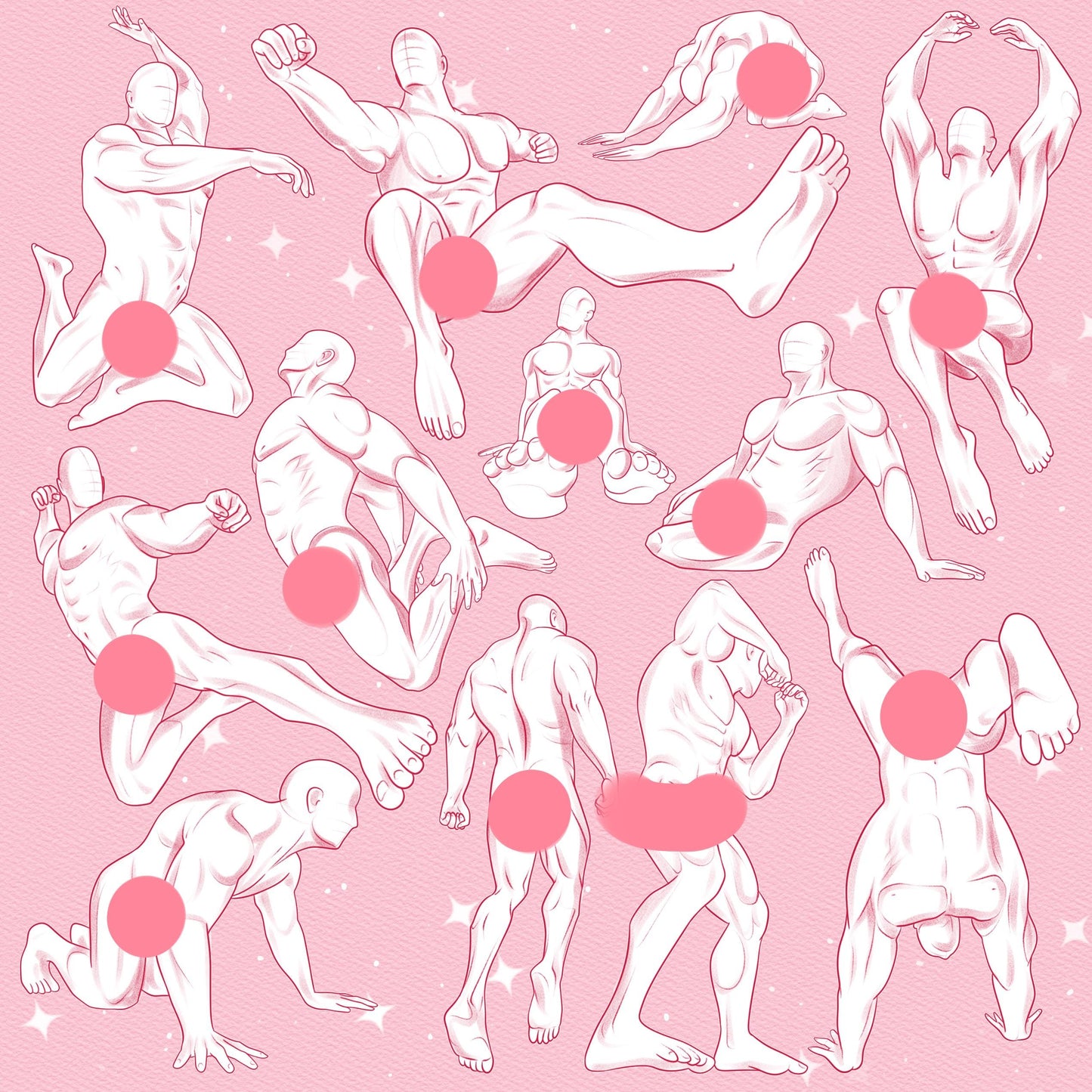 Male Pose & Anatomy Brushes – Procreate, Photoshop & Clip Studio Body Stamps