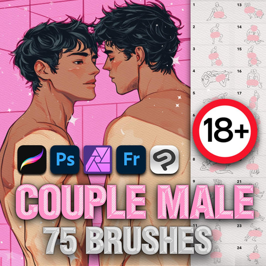 Gay Couple Brushes for Procreate – Male Pose Stamps for Photoshop & Clip Studio