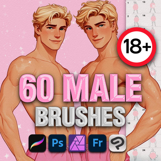 Procreate Male Body Pose Brushes – Dynamic Man Stamps for Photoshop & Clip Studio