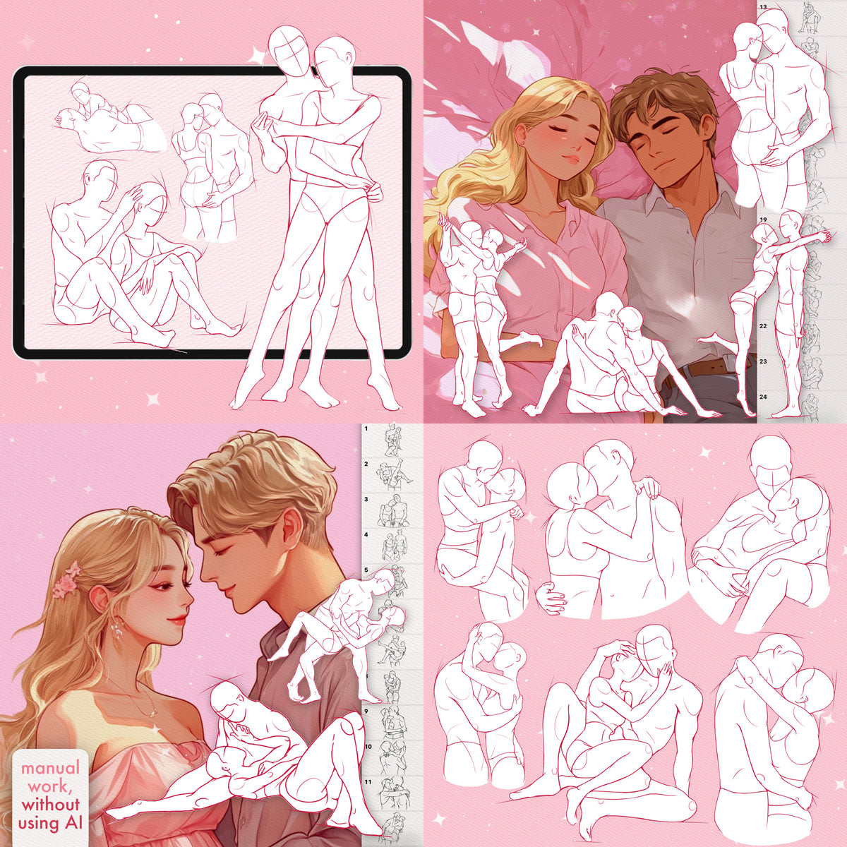 Female, male and two-figure pose stamps for Procreate & Photoshop – preview 3