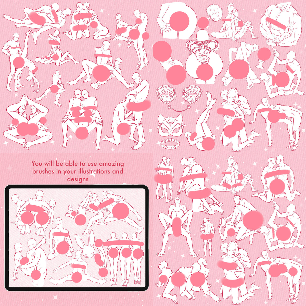 Female, male and two-figure pose stamps for Procreate & Photoshop – preview 4