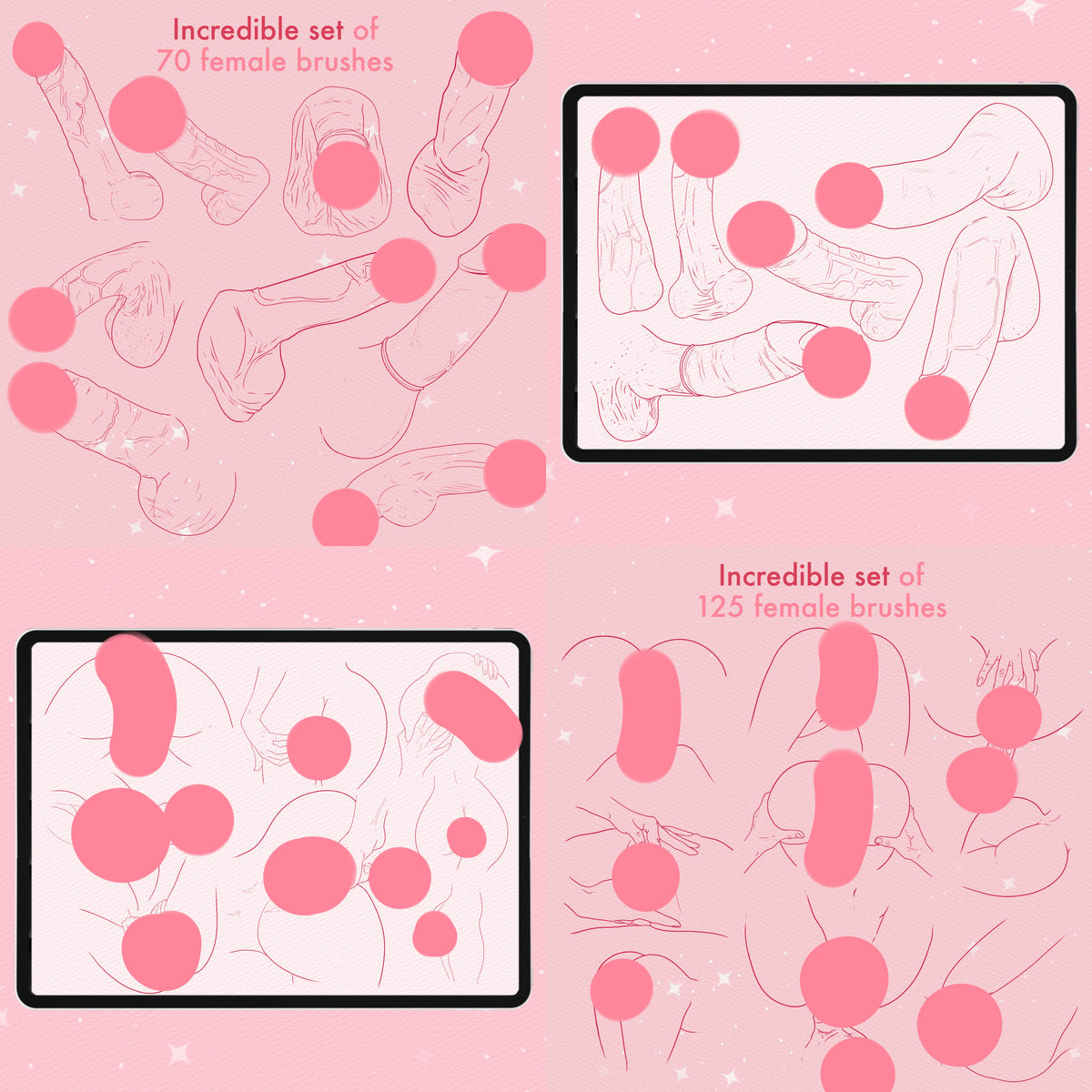 Female, male and two-figure pose stamps for Procreate & Photoshop – preview 9