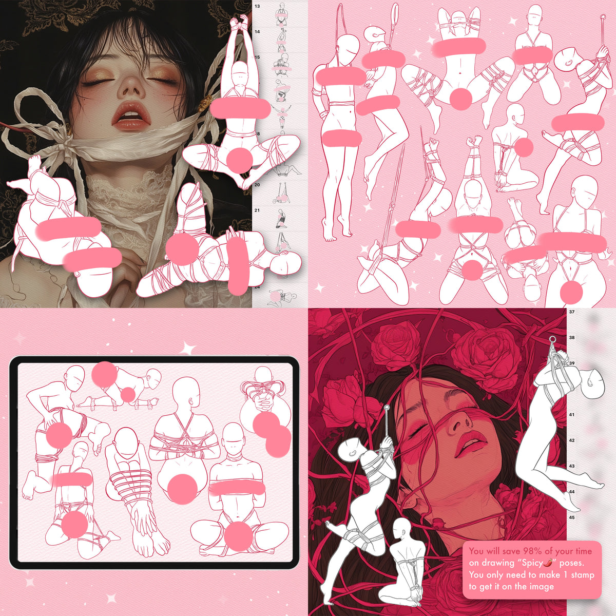 Female, male and two-figure pose stamps for Procreate & Photoshop – preview 2