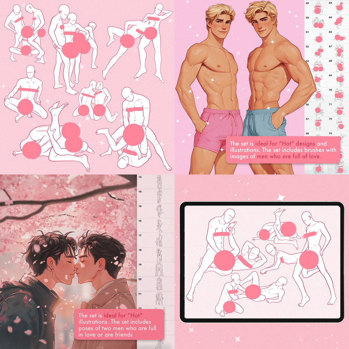 Female, male and two-figure pose stamps for Procreate & Photoshop – preview 5